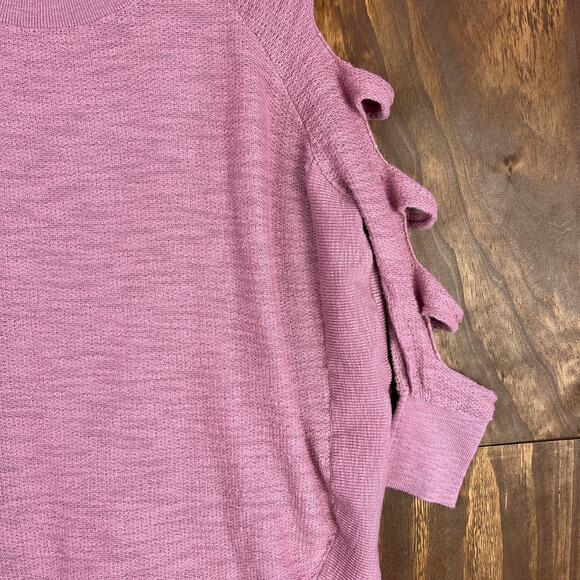 Express Womens Sweater Pink Knitted Cold Ladder Sleeve U Hem Small - Picture 5 of 13